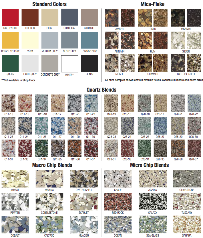 Duraflex Epoxy Color Chart